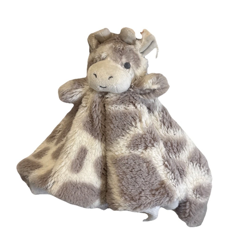 NWT Baby Giraffe Lovey Rattle Plush Cuddle Security‎ Blanket Gray White | Oobles